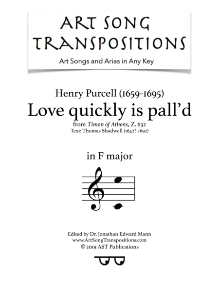 Love Quickly Is Pall D F Major Sheet Music