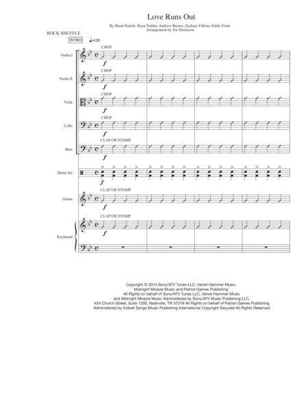 Free Sheet Music Love Runs Out String Orchestra W Rhythm Section