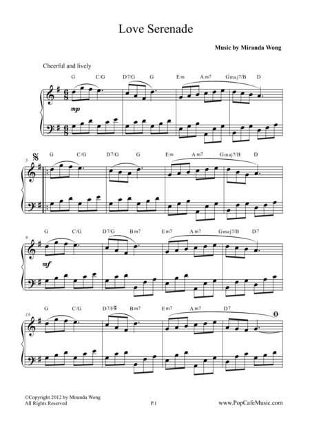 Love Serenade Easy Piano Solo Sheet Music