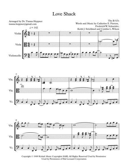 Free Sheet Music Love Shack String Trio