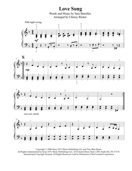 Free Sheet Music Love Song Easy Piano Early Intermediate