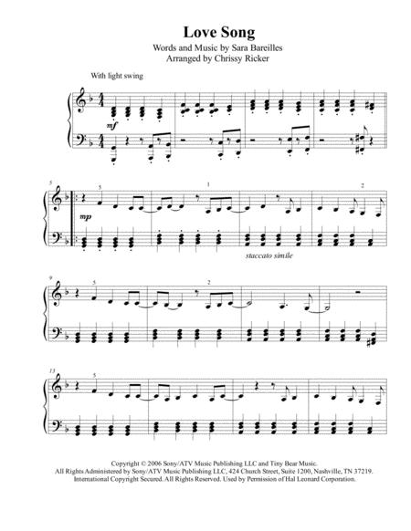 Free Sheet Music Love Song Intermediate Piano