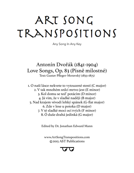 Love Songs Op 83 Transposed Down One Whole Step Sheet Music