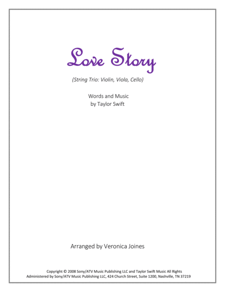 Love Story For String Trio Violin Viola Cello Sheet Music