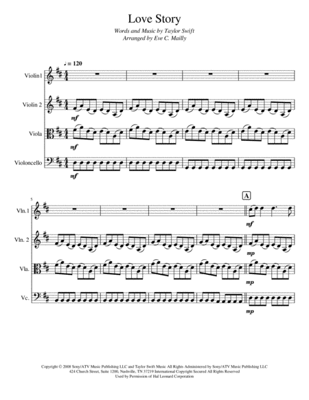 Love Story Taylor Swift String Trio Sheet Music