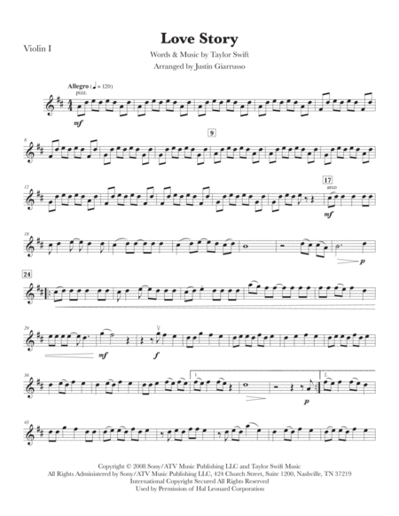 Free Sheet Music Love Story Taylor Swift