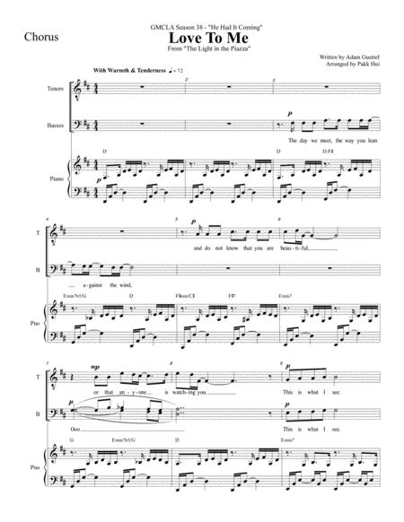 Love To Me From The Light In The Piazza Ttbb Piano Sheet Music