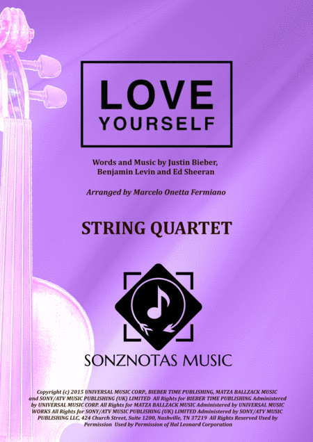 Love Yourself Sheet Music For String Quartet Score And Parts Sheet Music