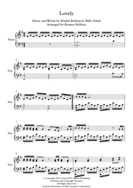 Free Sheet Music Lovely By Billie Eilish Ft Khalid Piano