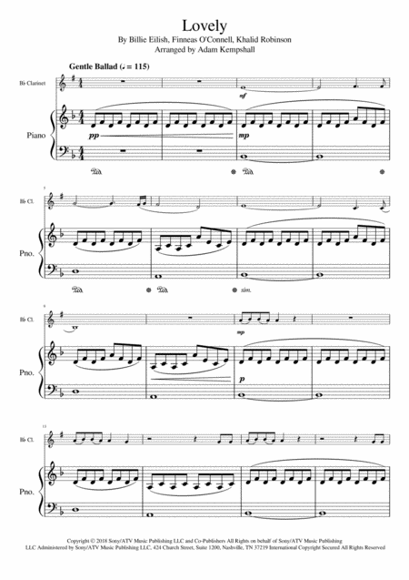 Lovely Clarinet With Piano Accompaniment Sheet Music