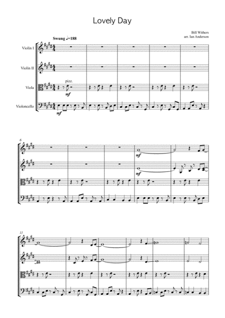 Free Sheet Music Lovely Day String Quartet