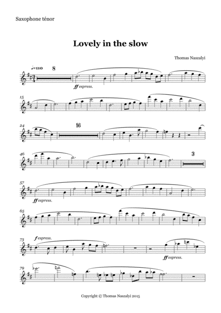 Lovely In The Slow Tenor Sax Part Sheet Music