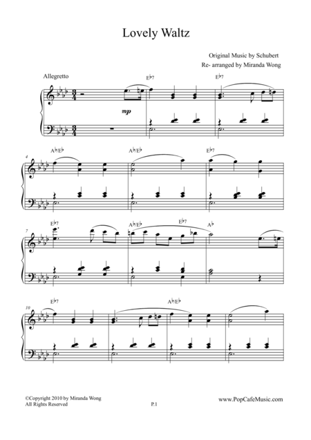 Lovely Waltz In Eb Op 9 D 365 Romantic Piano Music Sheet Music