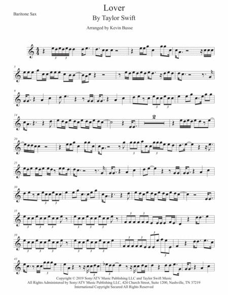 Lover Easy Key Of C Bari Sax Sheet Music