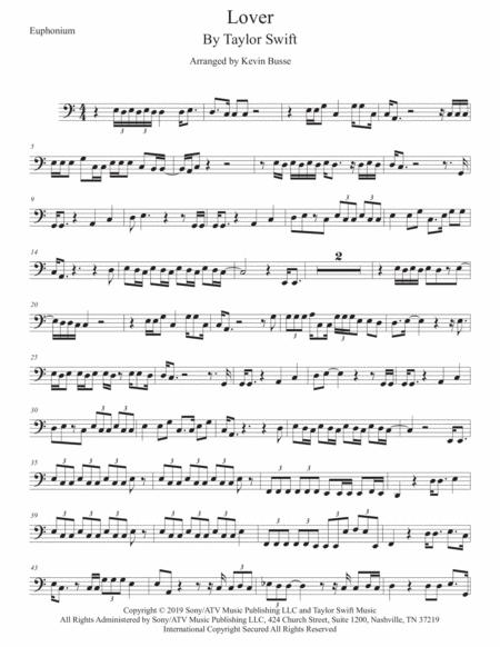 Lover Easy Key Of C Euphonium Sheet Music