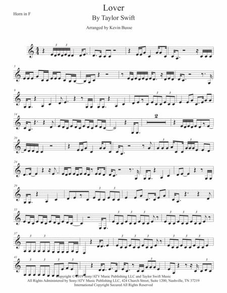 Free Sheet Music Lover Easy Key Of C Horn In F