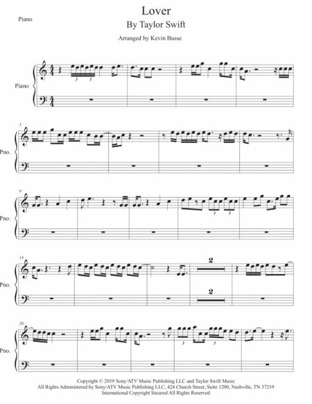 Lover Easy Key Of C Piano Sheet Music