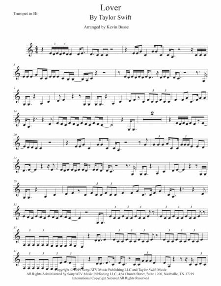 Lover Easy Key Of C Trumpet Sheet Music