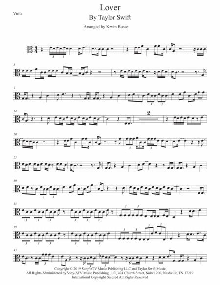 Lover Easy Key Of C Viola Sheet Music