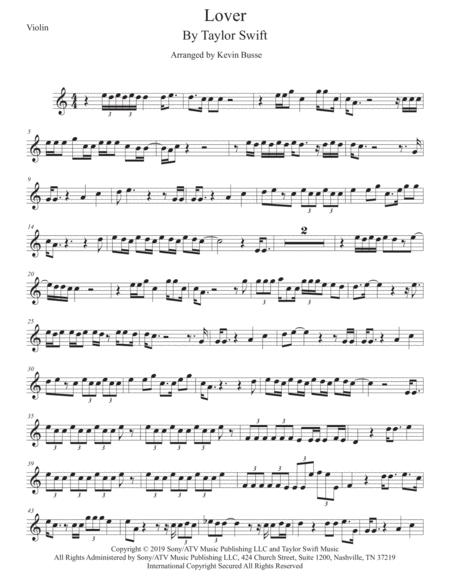 Lover Easy Key Of C Violin Sheet Music