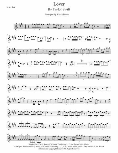 Lover Original Key Alto Sax Sheet Music