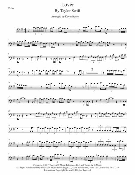 Lover Original Key Cello Sheet Music