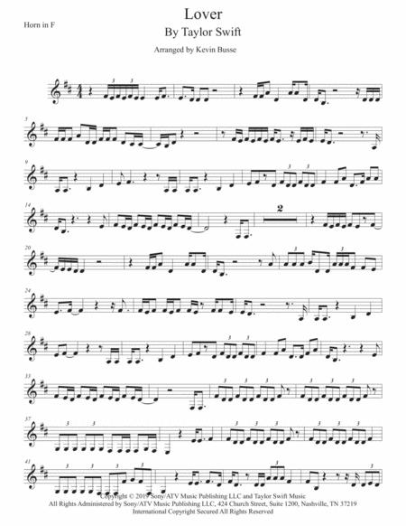 Free Sheet Music Lover Original Key Horn In F