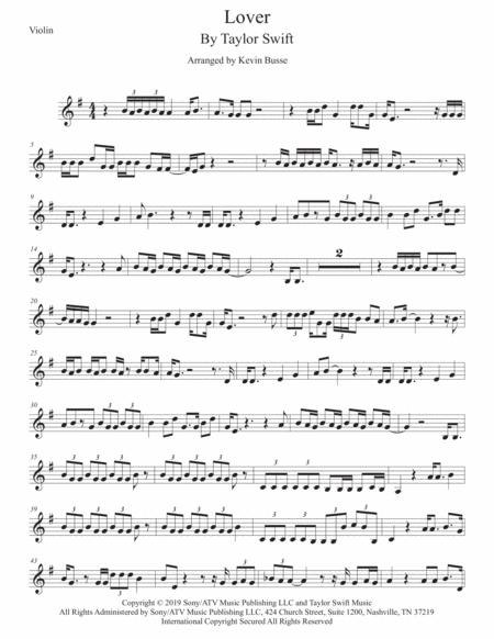 Lover Original Key Violin Sheet Music