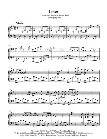 Lover Taylor Swift Sheet Music