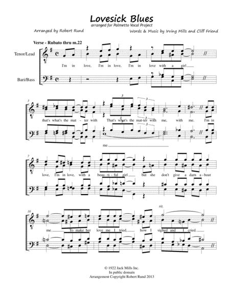 Free Sheet Music Lovesick Blues Male Barbershop Arr Robert Rund