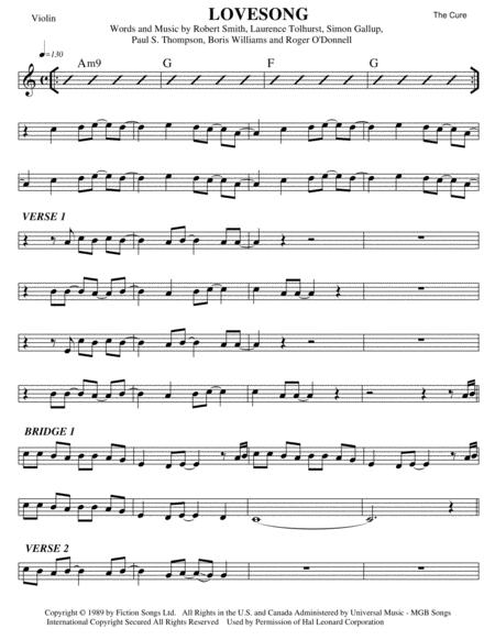 Free Sheet Music Lovesong Violin