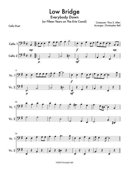 Low Bridge Fifteen Miles On The Erie Canal Cello Duet Sheet Music