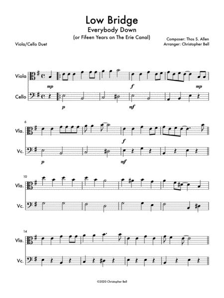 Free Sheet Music Low Bridge Fifteen Miles On The Erie Canal Viola Cello Duet