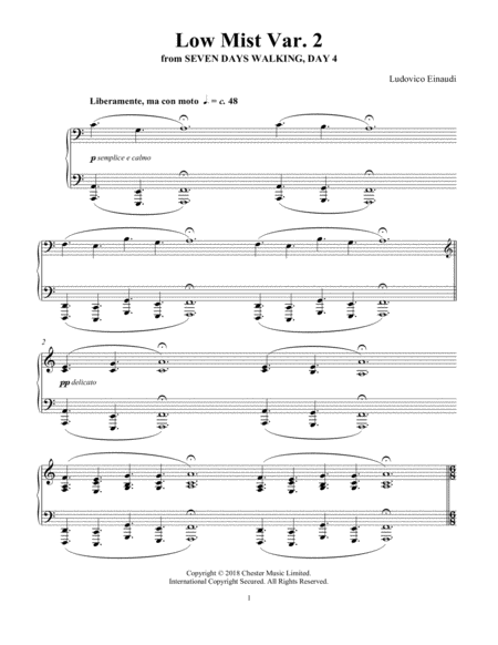 Free Sheet Music Low Mist Var 2 From Seven Days Walking Day 4