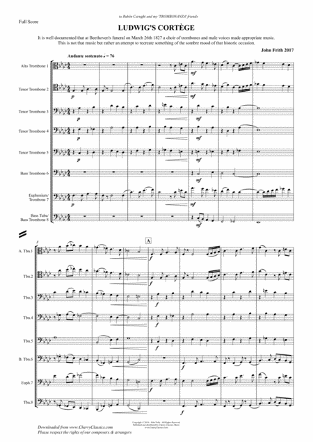 Free Sheet Music Ludwigs Cortege For 8 Part Low Brass Ensemble
