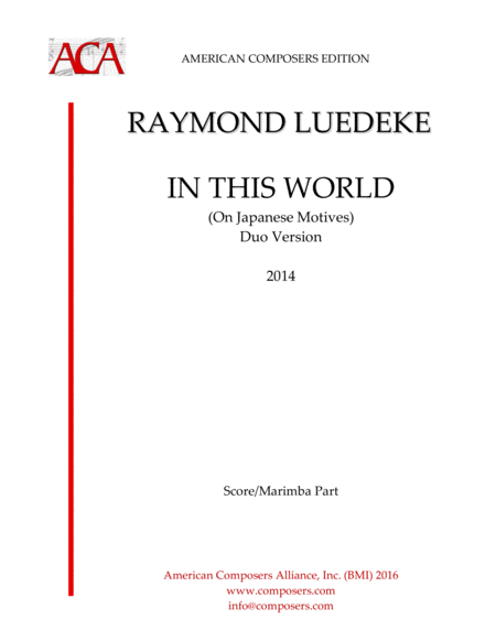 Free Sheet Music Luedeke In This World For Violin And Marimba
