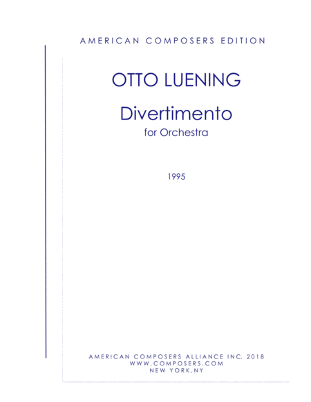 Luening Divertimento For Orchestra Sheet Music