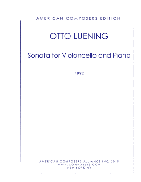 Free Sheet Music Luening Sonata For Violoncello And Piano