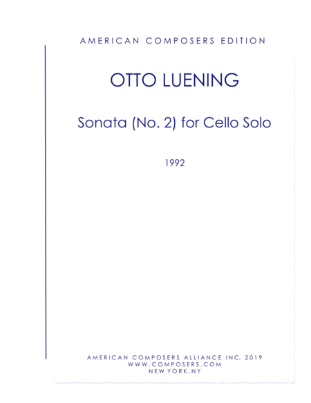 Luening Sonata No 2 For Cello Solo Sheet Music