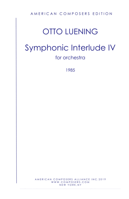 Luening Symphonic Interlude Iv Sheet Music