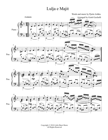 Free Sheet Music Lulja E Majit Piano Solo