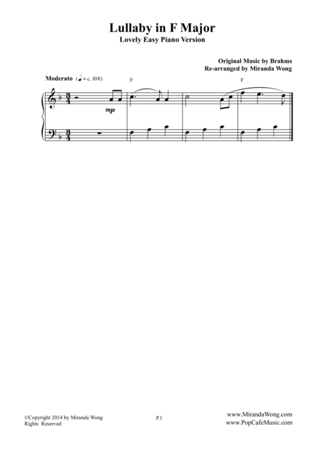 Free Sheet Music Lullaby Classical Piano Solo