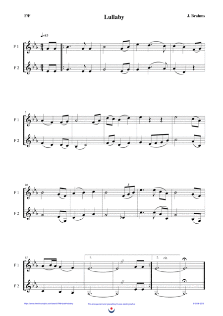 Free Sheet Music Lullaby Easy Brass Duet Nb 9 F F
