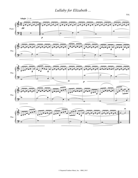 Lullaby For Elizabeth 2015 For Solo Piano Sheet Music