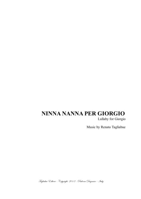 Lullaby For Giorgio Tagliabue For Satb Choir And Ensemble Sheet Music