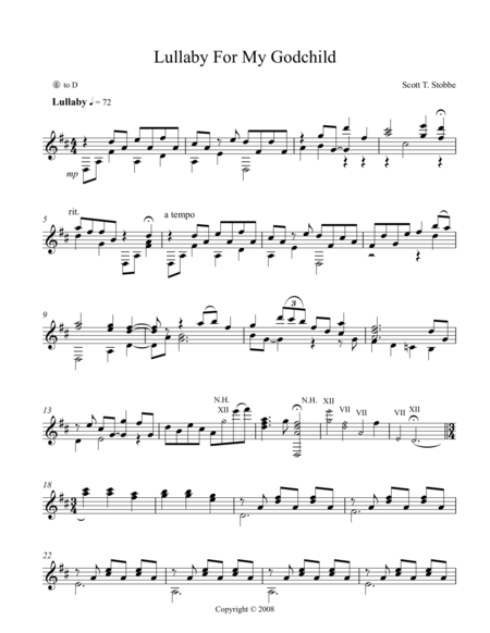 Free Sheet Music Lullaby For My Godchild