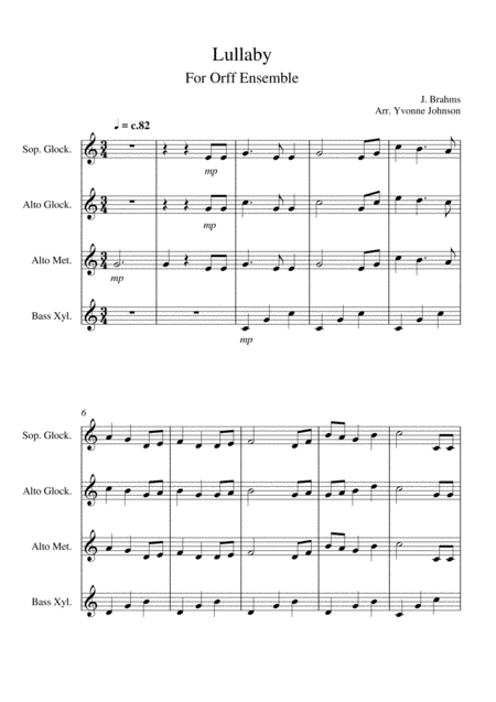 Lullaby For Orff Ensemble Sheet Music