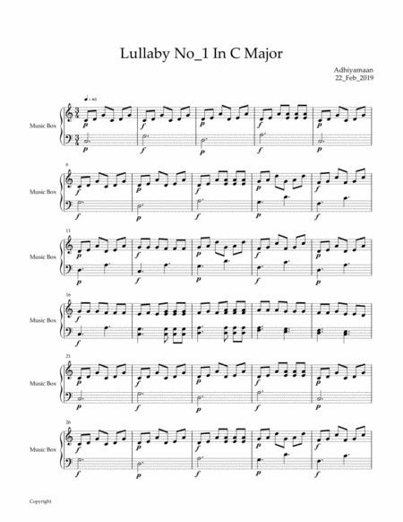 Lullaby No 1 In C Major Sheet Music