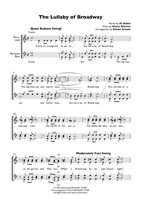 Lullaby Of Broadway Sheet Music