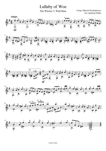 Lullaby Of Woe The Witcher 3 Wild Hunter Sheet Music